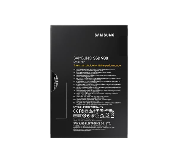 Samsung 980 500 GB M.2 PCI Express 3.0 NVMe V-NAND MLC