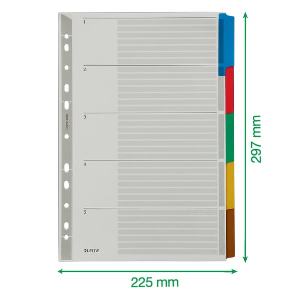 Leitz 43200000 opdeler Karton, Mylar, Plast Flerfarvet 1 stk