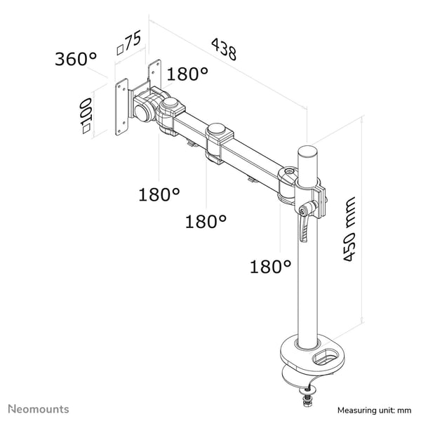 Neomounts FPMA-D960G skærmbeslag og -stativer 76,2 cm (30") Skrivebord Sort