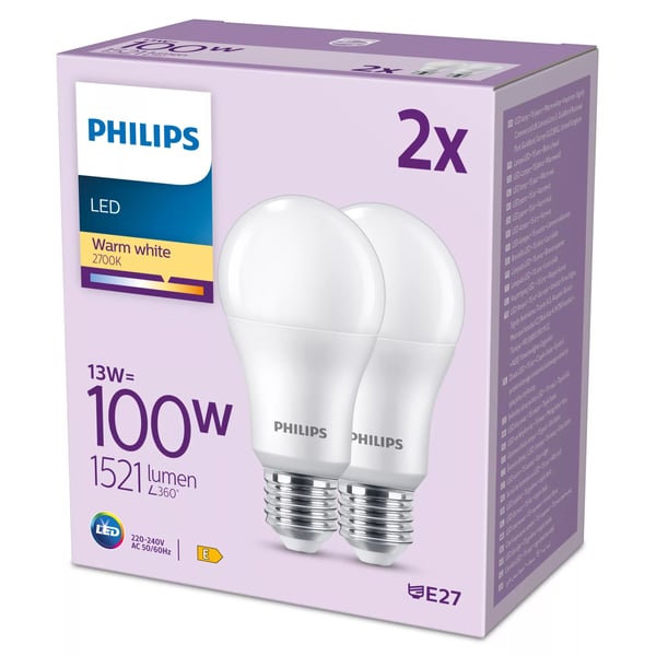 Philips Ljuskälla 100 W A65 E27 x2