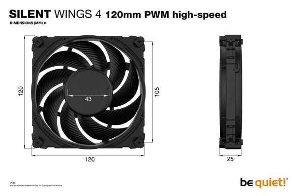 be quiet! SILENT WINGS 4 | 120mm PWM high-speed Computerkabinet Ventilator 12 cm Sort 1 stk