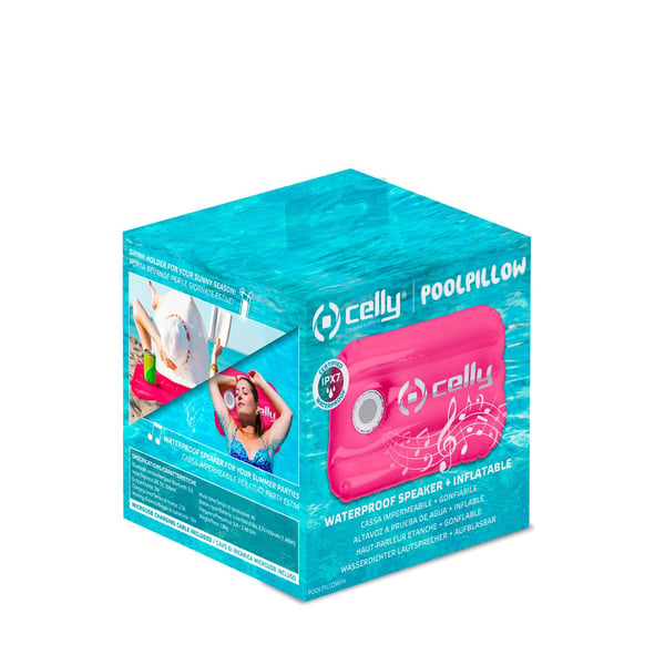 Celly Poolpillow Bärbar monohögtalare Rosa, Vit 3 W