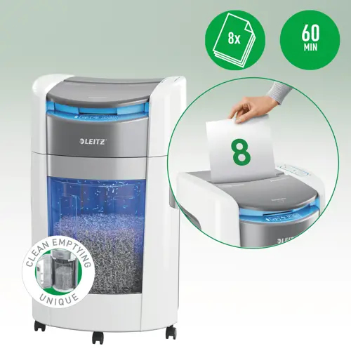 Leitz IQ OptiMax Autofeed Office 300 Dokumentförstörare P5 Micro Cut