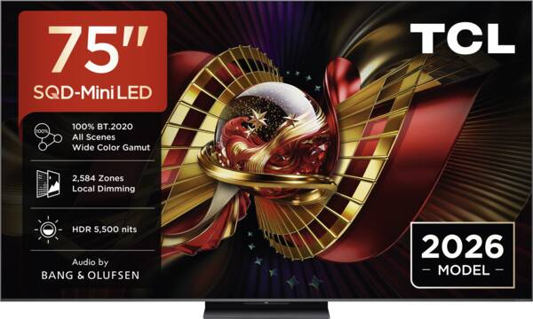 TCL 75C89L tv 190,5 cm (75") 4K Ultra HD Älytelevisio Musta 5500 cd/m²
