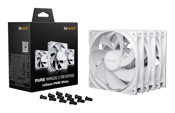 be quiet! Pure Wings 3 120mm | PWM Reverse White Triple-Pack Computerkabinet Ventilator 12 cm Hvid 3 stk