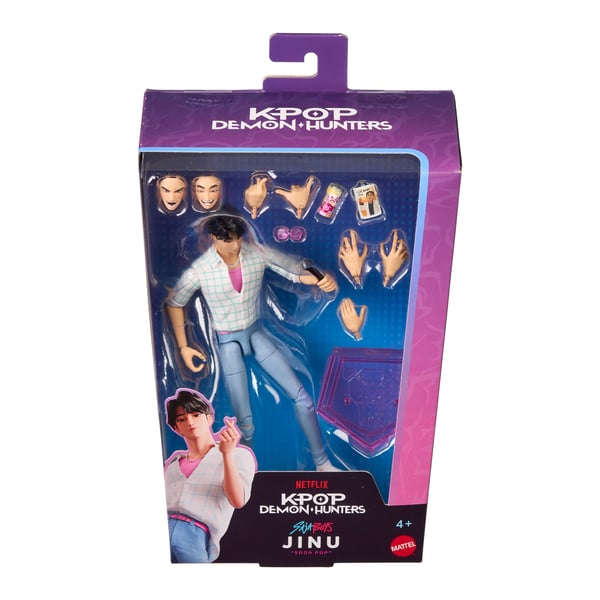 Mattel KPop Demon Hunters Saja Boys Jinu-actionfigur på 17 cm med tillbehör samt utbytbara ansikten och händer