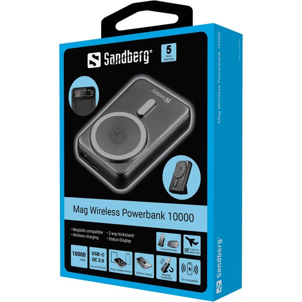 Sandberg 420-94 akku- ja paristolaturi 10000 mAh Langaton lataaminen Musta