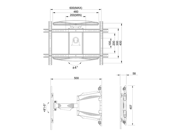 Multibrackets 6317 kyltin näyttökiinnike 2,16 m (85") Musta