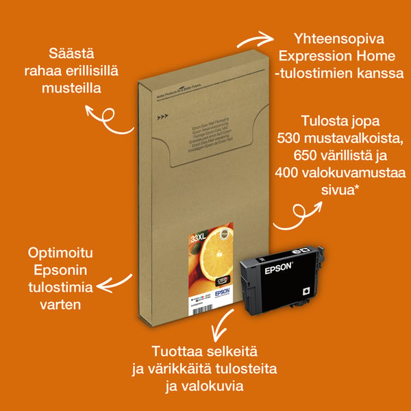 Epson Oranges 33XL Appelsiinit Claria Premium, moniväripakkaus, 5 väriä, EasyMail