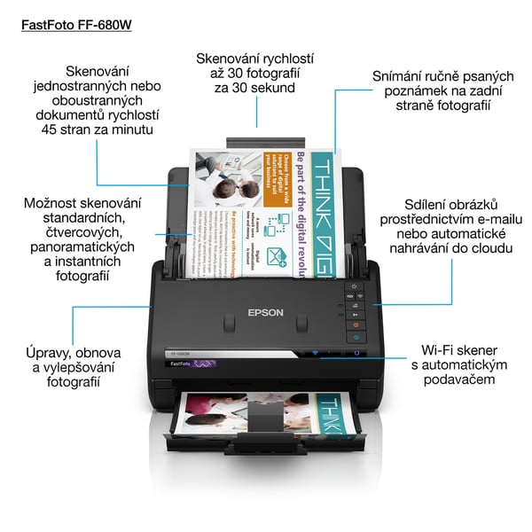 Epson FastFoto FF-680W Skanner med papir-tilførsel 600 x 600 dpi A4 Sort
