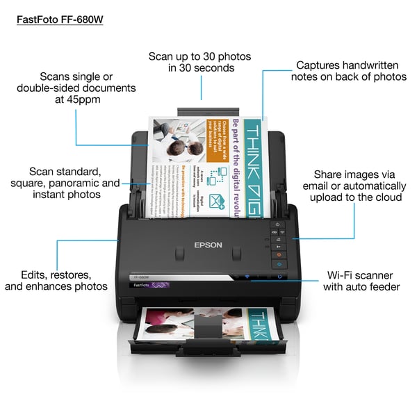 Epson FastFoto FF-680W Skanner med papir-tilførsel 600 x 600 dpi A4 Sort