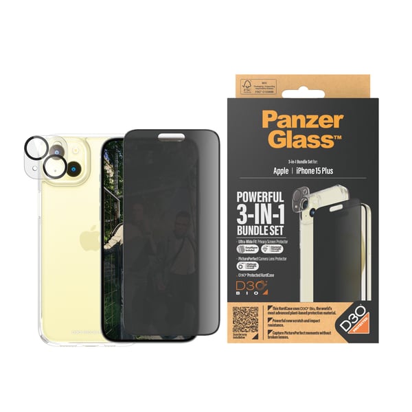 PanzerGlass ® 3-i-1 Privacy Pakke iPhone 15 Plus