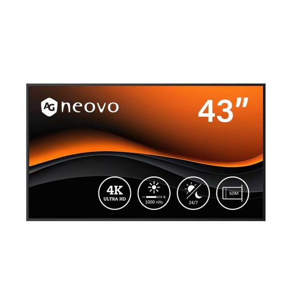 AG Neovo PD4302 Digital fladpaneldisplay 109,2 cm (43") LCD 1000 cd/m² 4K Ultra HD Sort 24/7