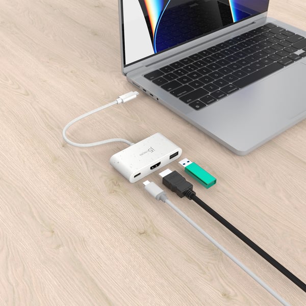 j5create JCA379EW-N Miljövänlig USB-C® till HDMI™ och USB™ typ-A med strömförsörjning