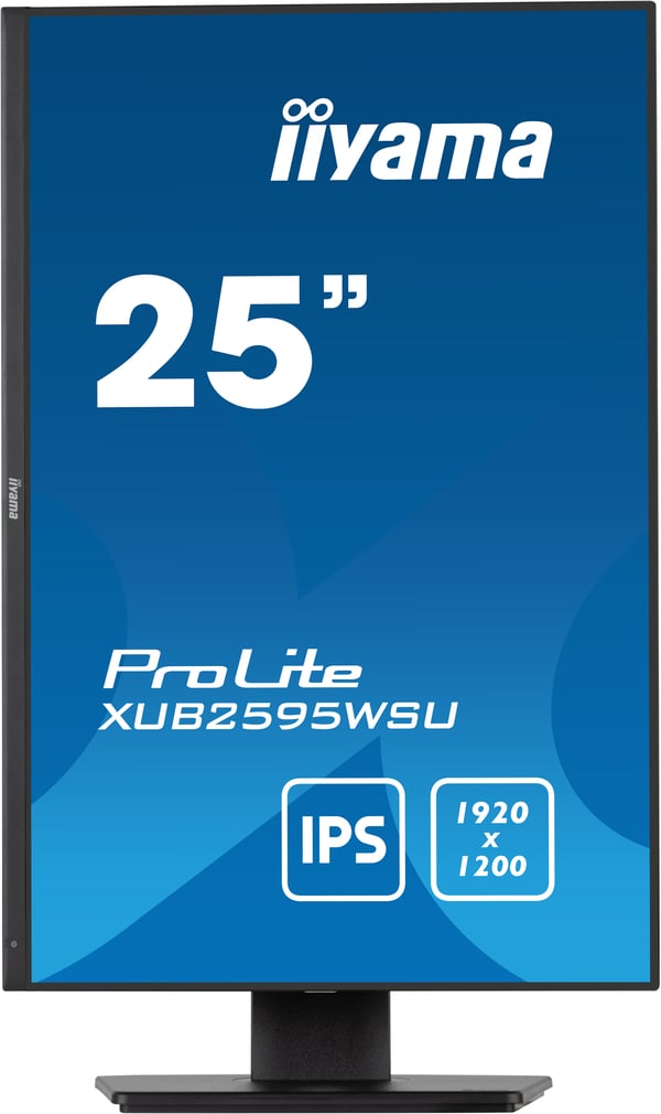 iiyama ProLite 63,5 cm (25\") LED-skärm IPS-panel, 1920x1200, 300cd/m2, VGA, HDMI, DisplayPort, 4ms, Högtalare, USB-HUB (2x2.0), 15cm
