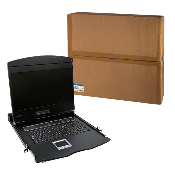 LogiLink LC902US rack 47 cm (18.5") 1366 x 768 pixlar Metall Svart 1U