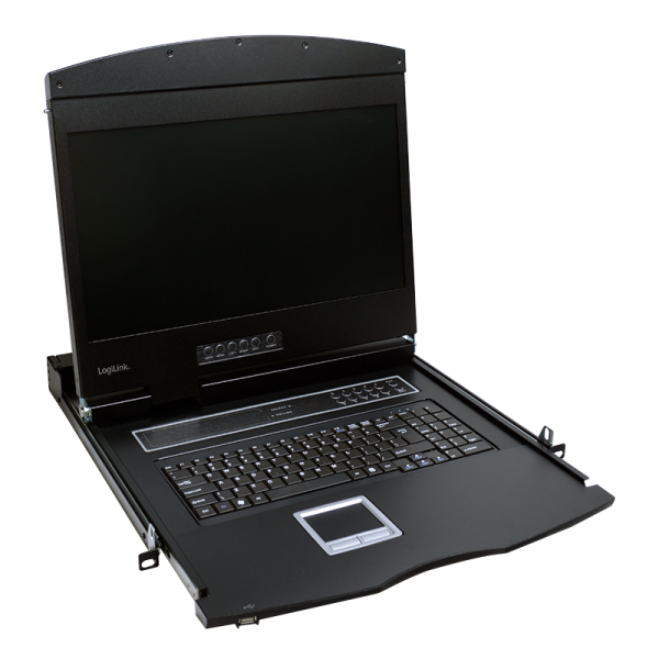 LogiLink LC902US rack 47 cm (18.5") 1366 x 768 pixlar Metall Svart 1U