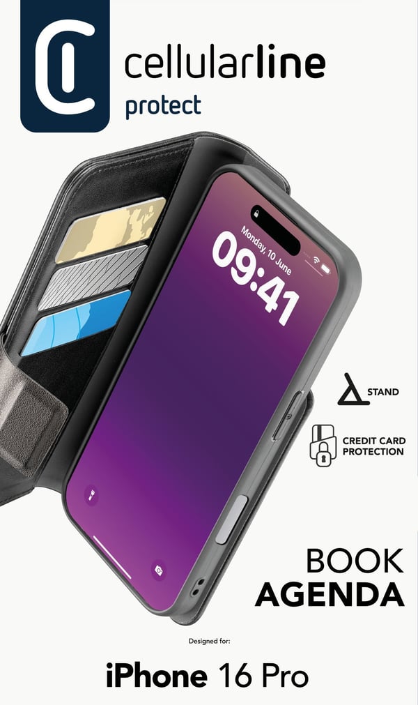 Cellularline 8018080483554 mobiltelefon etui 16 cm (6.3") Folie Sort