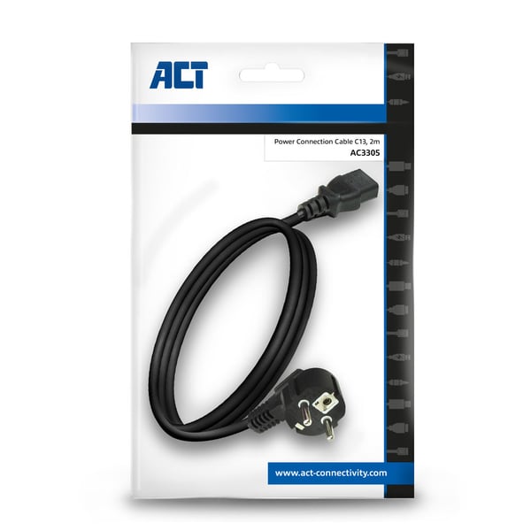 ACT AC3305 virtajohto Musta 2 m Virtapistoke tyyppi F C13 liitin
