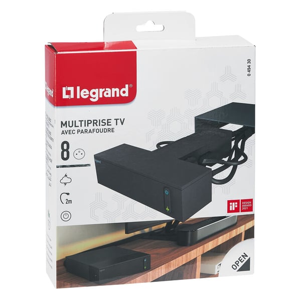 Legrand 049430 jatkojohto 2 m 8 AC-pistorasia(a) Sisätila Musta