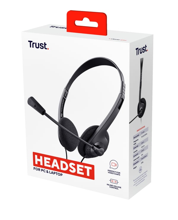 Trust 24659 hovedtelefoner/headset Ledningsført Opkald/musik Sort