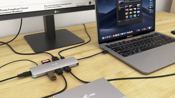 i-tec Metal C31NANODOCKLANPD kannettavien tietokoneiden telakka ja porttitoistin Langallinen USB 3.2 Gen 1 (3.1 Gen 1) Type-C Hopea, Turkoosi