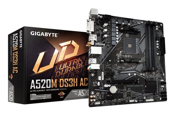 GIGABYTE A520M DS3H AC bundkort AMD A520 Stik AM4 micro ATX GIGABYTE A520M DS3H AC bundkort AMD A520 Stik AM4 micro ATX