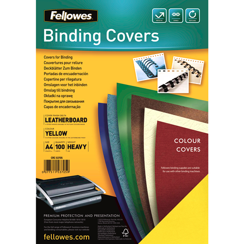 Fellowes 5370503 sidontakansi A4 Paperi Keltainen 100 kpl