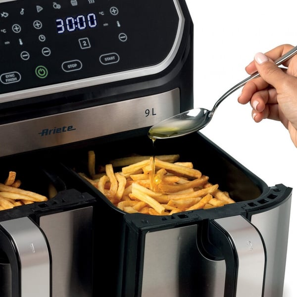 Ariete 4625/00 Dobbelt 9 L Enkeltstående 2100 W Varmluftsteger Sort, Rustfrit stål