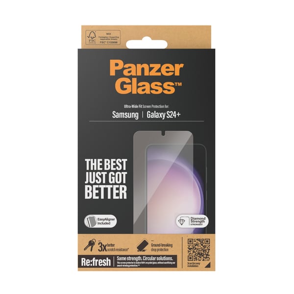 PanzerGlass ® Screen Protector Samsung Galaxy S24+ | Ultra-Wide Fit w. EasyAligner Genomskinligt skärmskydd 1 styck
