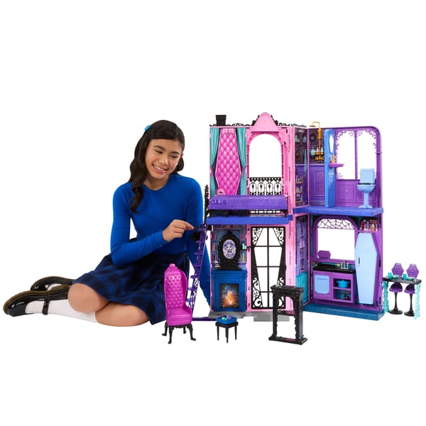 Monster High Boo-tique Hotel-dockhus med kusliga överraskningar i varje rum och över 13 delar