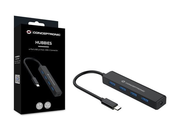 Conceptronic CTC4USB3 gränssnittshubbar USB 3.2 Gen 1 (3.1 Gen 1) Type-C 5000 Mbit/s Svart