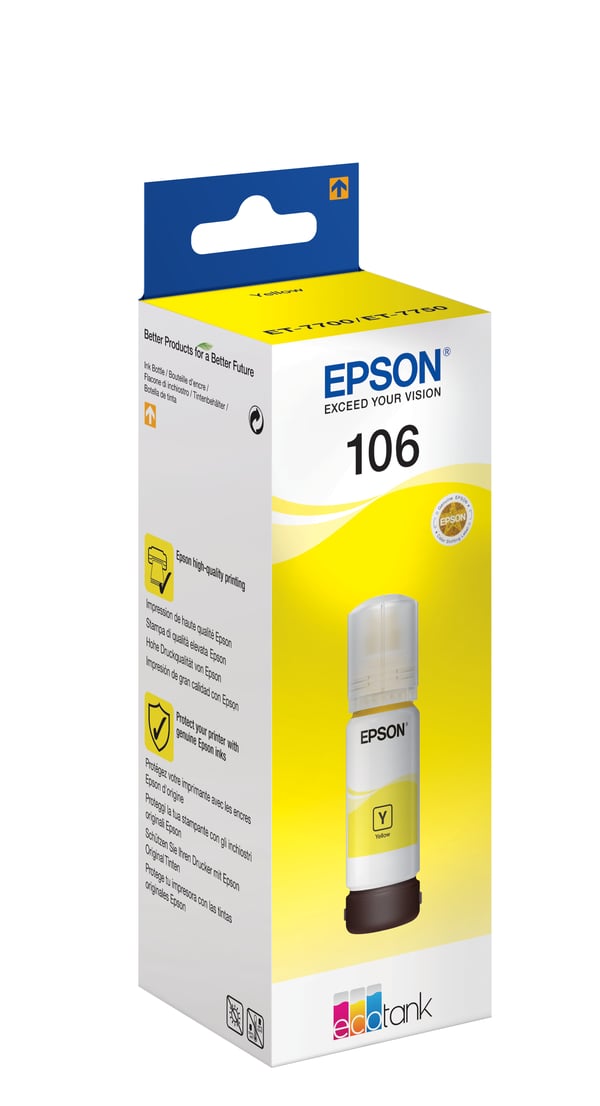 Epson 106 EcoTank -mustepullo, keltainen