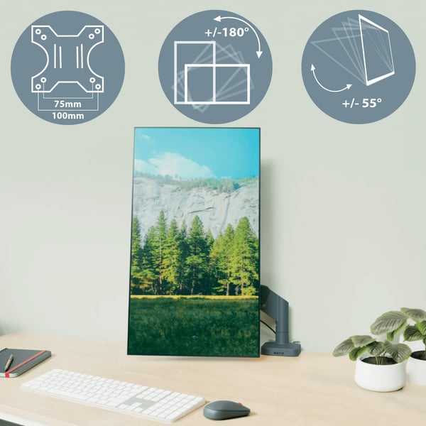 Leitz Ergo Platsbesparande Dubbel Monitorarm & Laptopställ