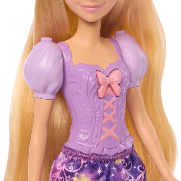 Disney Princess Rapunzel-modedocka med hår som lyser upp och 5 sätt att lysa på, Pascal-figur och 7 tillbehör
