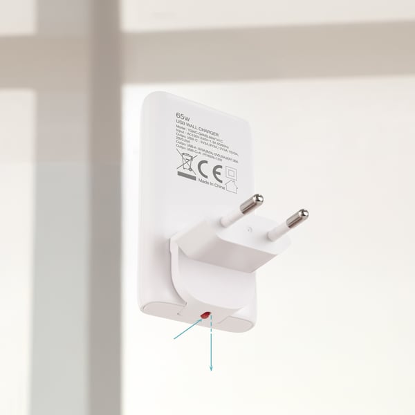 TooQ TQWC-GANSL65W1A1C oplader til mobil enhed Universel Hvid Vekselstrøm Hurtig opladning Indendørs