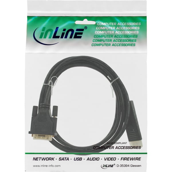 InLine 17116 videokaapeli-adapteri 0,5 m DVI-D DisplayPort Musta