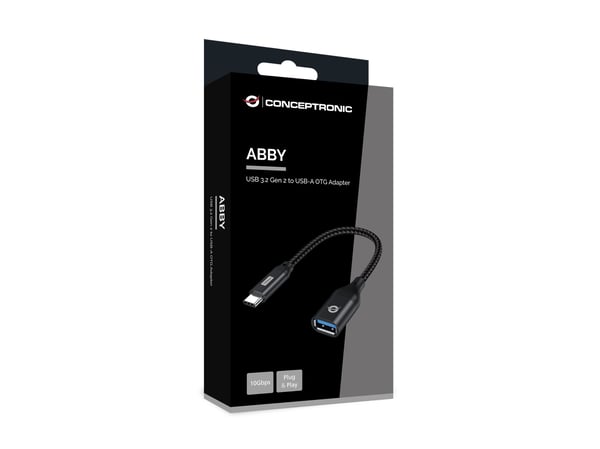 Conceptronic ABBY18B kabelomvandlare (hane/hona) USB-C USB-A Svart