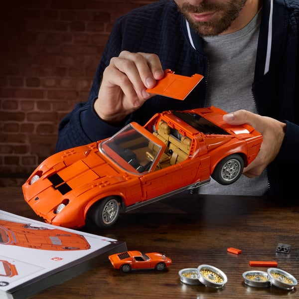 Mattel Brick Shop Hot Wheels ’71 Lamborghini Miura P400 SV-byggset (1 523 delar) för samlare
