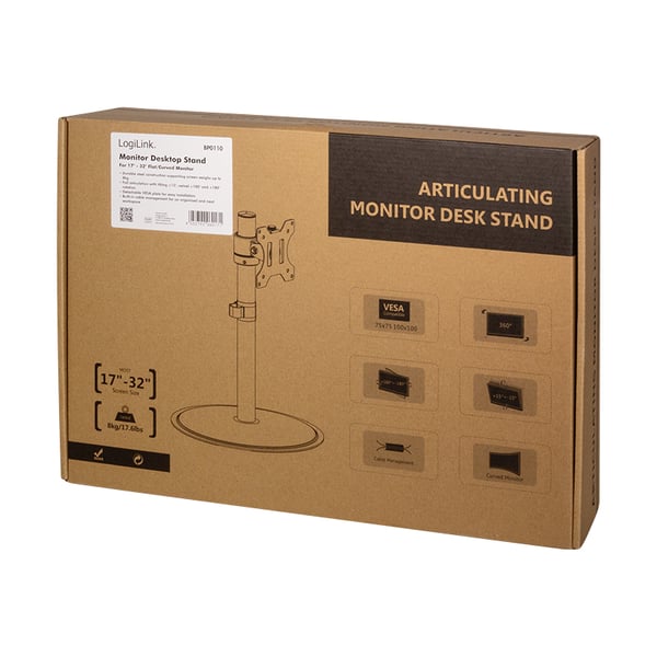 LogiLink BP0110 monitorin kiinnike ja jalusta 81,3 cm (32") Vastaanotto Musta