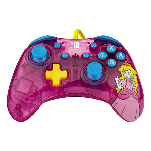 PDP Rock Candy: Bubblegum Peach Rosa, Translucent USB Spelplatta Analog / Digital Nintendo Switch, Nintendo Switch Lite, Nintendo Switch OLED