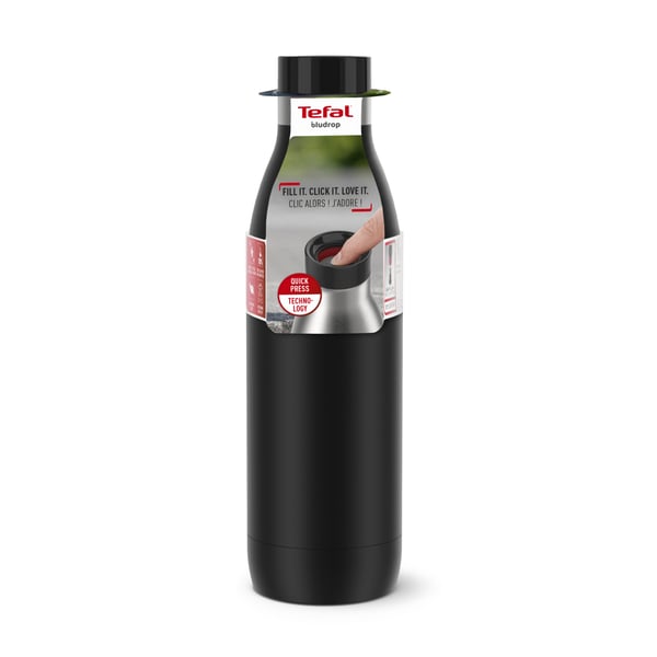 Tefal Bludrop Basic N31109 Dagligt forbrug, Vandring, Sport 700 ml Rustfrit stål Sort, Rustfrit stål