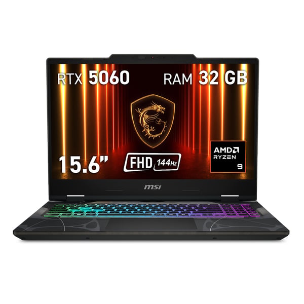 MSI Cyborg A15 AI B2HWFKG-072XES AMD Ryzen™ 9 270 Laptop 39,6 cm (15.6") Fuld HD 32 GB DDR5-SDRAM 1 TB SSD NVIDIA GeForce RTX 5060 Wi-Fi 6E (802.11ax) FreeDOS Sort