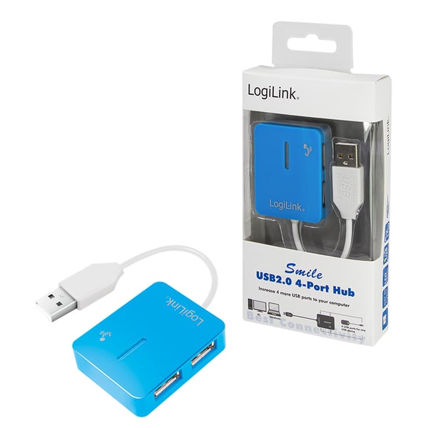 LogiLink UA0136 gränssnittshubbar USB 2.0 Type-A 480 Mbit/s Blå