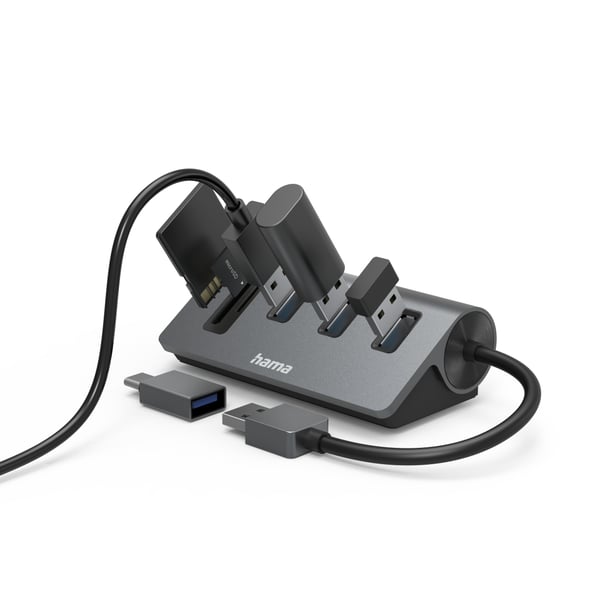 Hama 200140 USB-hubb/kortläsare, 5 portar