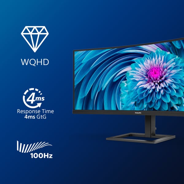 Philips E Line 346E2CUAE/00 computerskærm 86,4 cm (34") 3440 x 1440 pixel Wide Quad HD+ LCD Sort