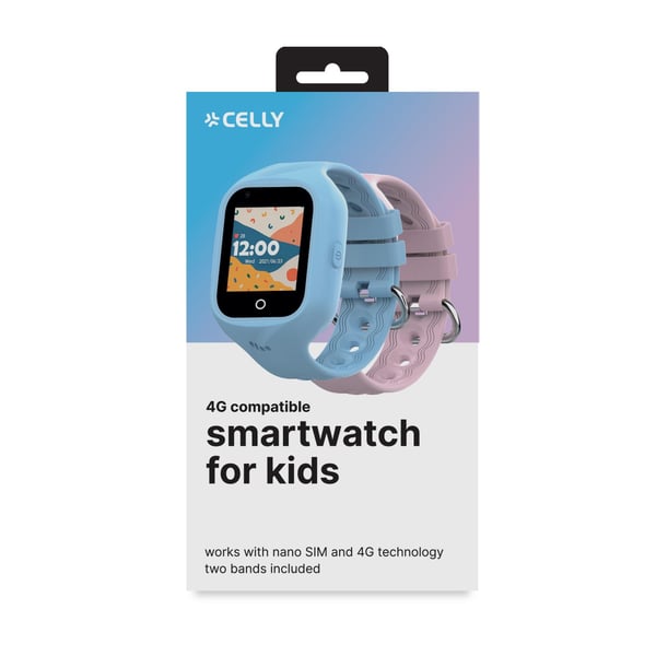 Celly KIDSWATCH4G smartklocka och träningsklocka 3,56 cm (1.4") Digital Pekskärm 4G Svart GPS