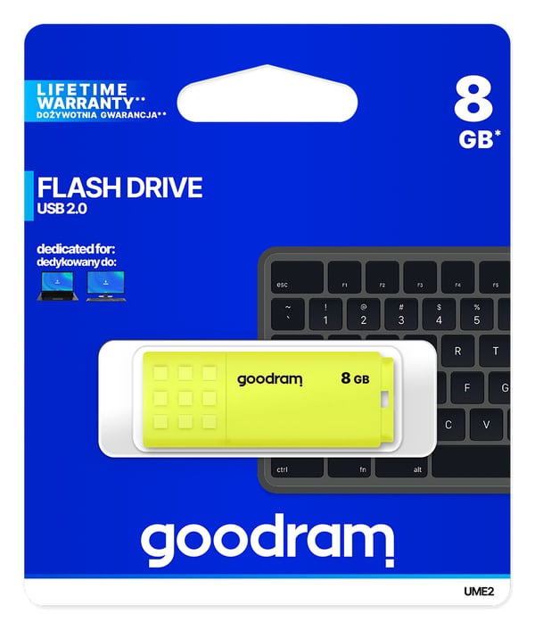 Goodram UME2 USB-muisti 8 GB USB A-tyyppi 2.0 Keltainen