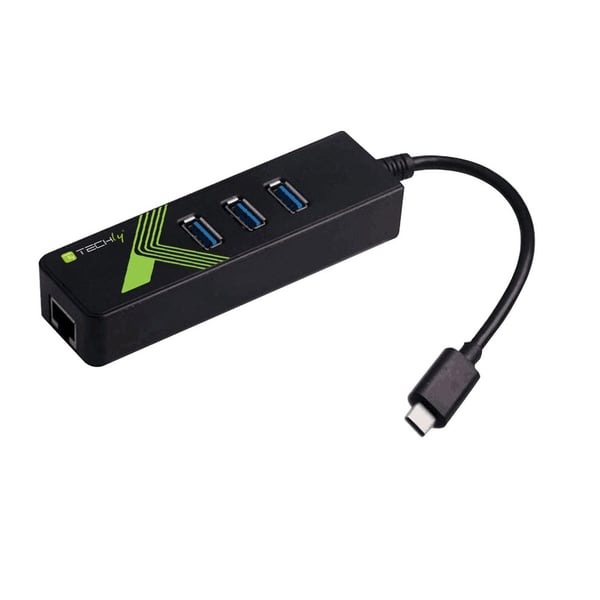Techly IDATA USB-ETGIGA-3C2 kannettavien tietokoneiden telakka ja porttitoistin USB 3.2 Gen 1 (3.1 Gen 1) Type-C Musta