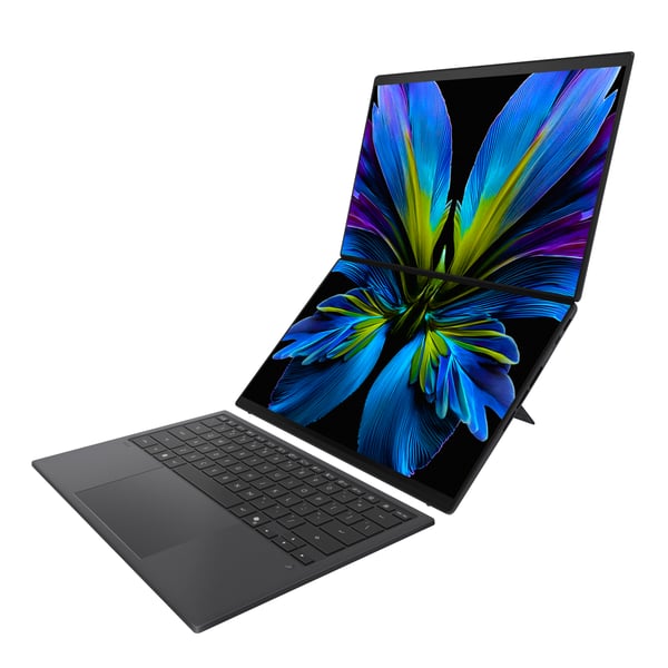 ASUS Zenbook Duo UX8407AA-U93BOHDCP1 Copilot+ PC Intel Core Ultra 9 386H Hybrid (2-i-1) 35,6 cm (14") Berøringsskærm WQXGA+ 32 GB LPDDR5x-SDRAM 1 TB SSD Wi-Fi 7 (802.11be) Windows 11 Pro Grå QWERTY Portugisisk